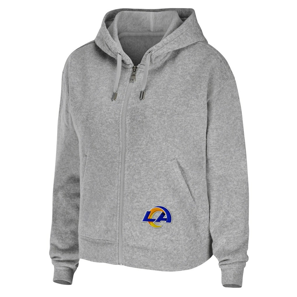 Los Angeles Rams WEAR by Erin Andrews Women's Team Full-Zip Hoodie Heathered Gray | NFL