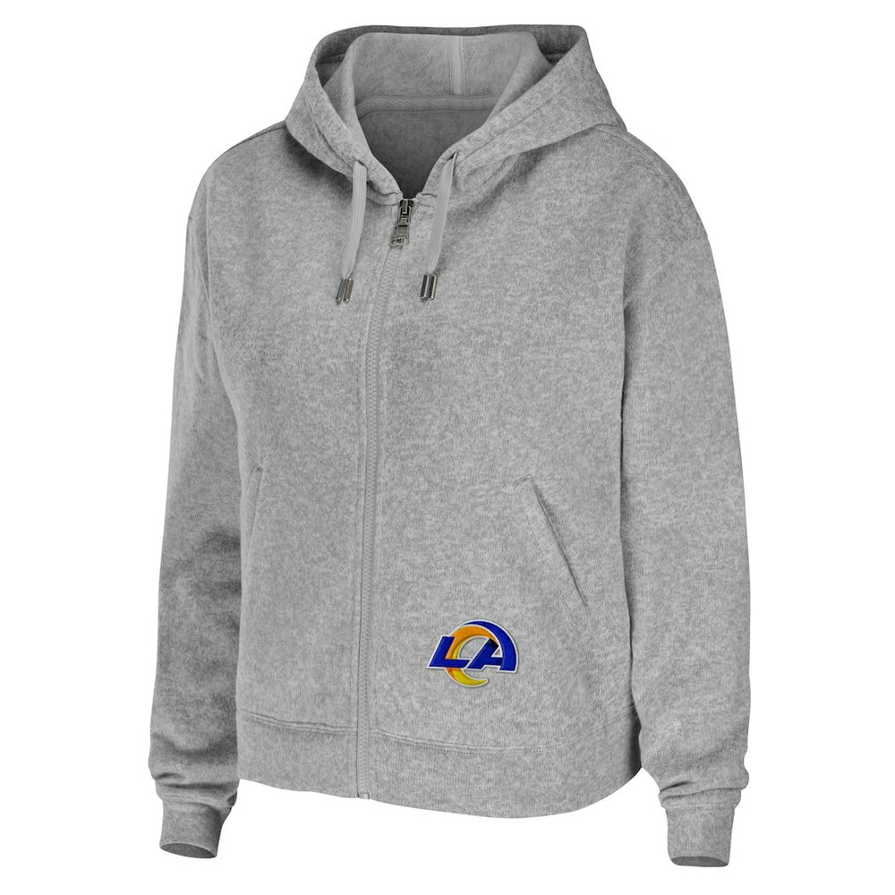 Los Angeles Rams WEAR by Erin Andrews Women's Team Full-Zip Hoodie Heathered Gray | NFL