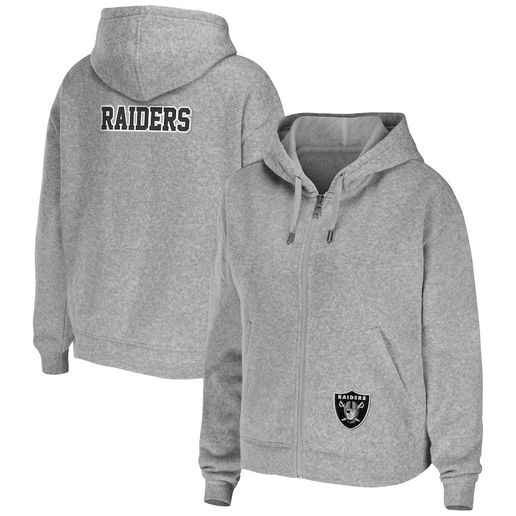 Las Vegas Raiders WEAR by Erin Andrews Women's Team Full-Zip Hoodie Heathered Gray | NFL