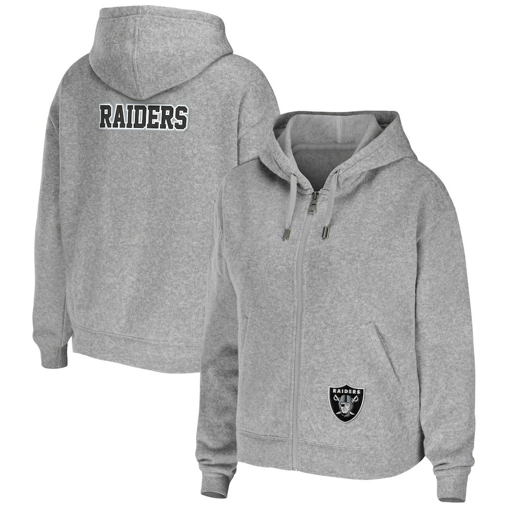 Las Vegas Raiders WEAR by Erin Andrews Women's Team Full-Zip Hoodie Heathered Gray | NFL