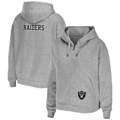 Las Vegas Raiders WEAR by Erin Andrews Women's Team Full-Zip Hoodie Heathered Gray | NFL
