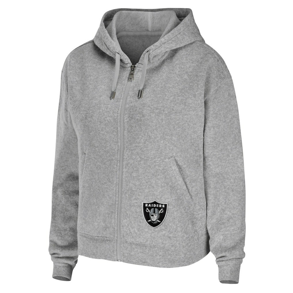Las Vegas Raiders WEAR by Erin Andrews Women's Team Full-Zip Hoodie Heathered Gray | NFL