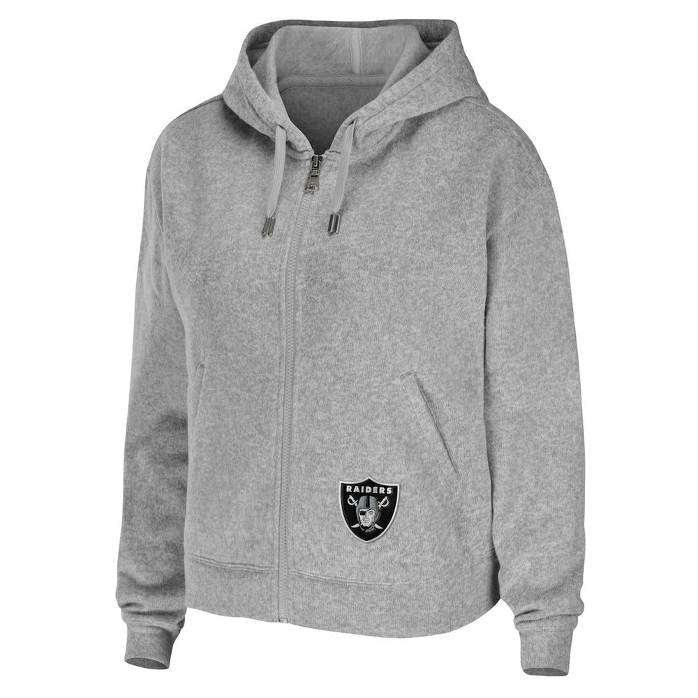 Las Vegas Raiders WEAR by Erin Andrews Women's Team Full-Zip Hoodie Heathered Gray | NFL