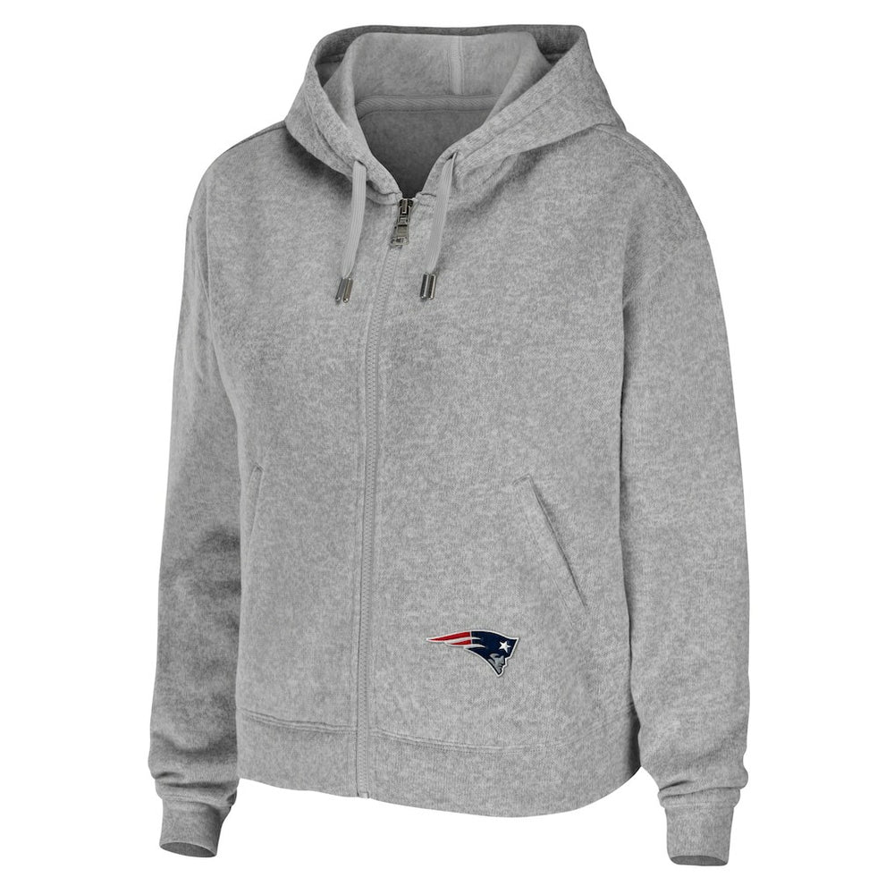 New England Patriots WEAR by Erin Andrews Women's Team Full-Zip Hoodie Heathered Gray | NFL