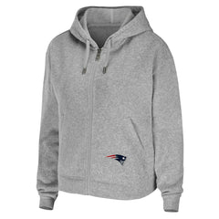 New England Patriots WEAR by Erin Andrews Women's Team Full-Zip Hoodie Heathered Gray | NFL