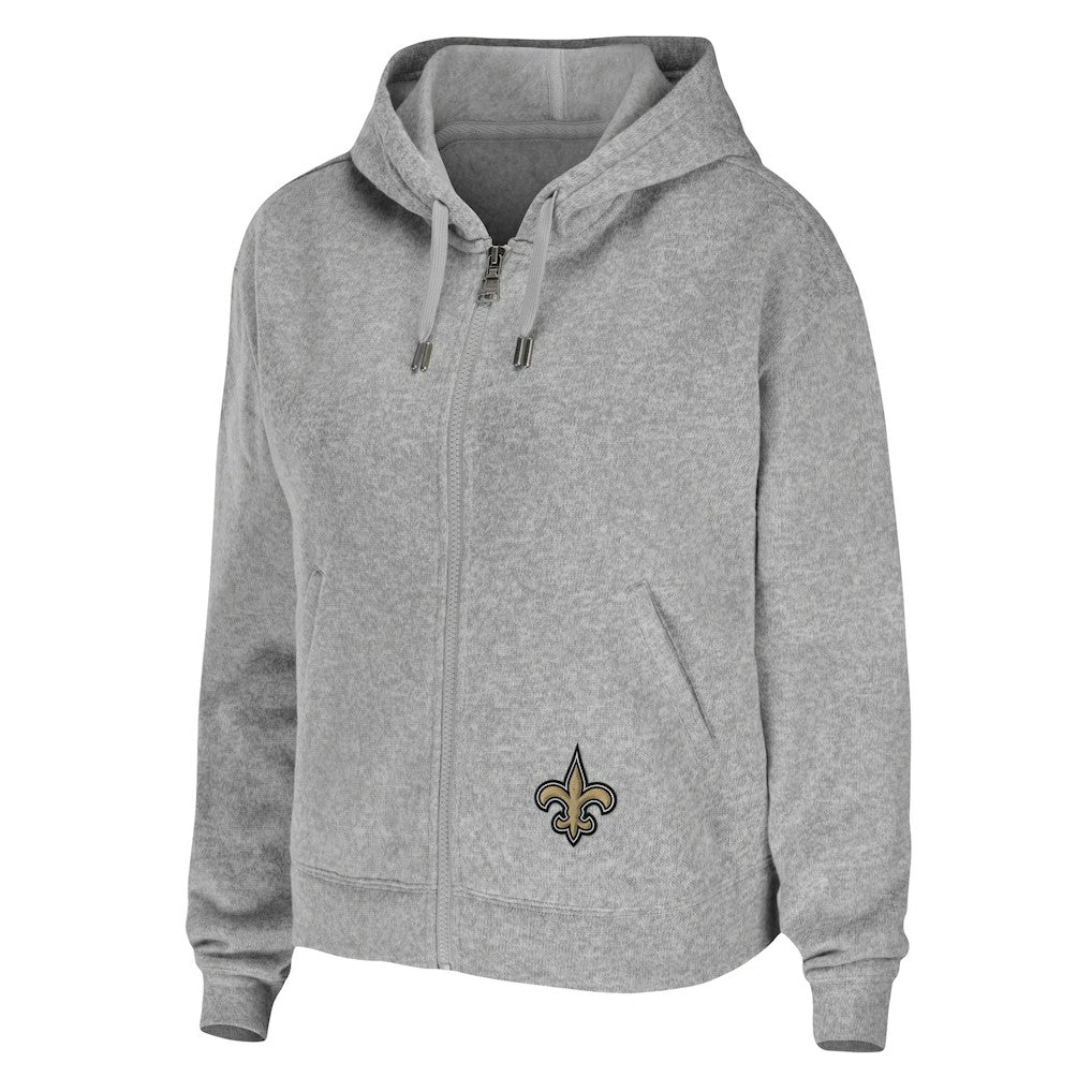 New Orleans Saints WEAR by Erin Andrews Women's Team Full-Zip Hoodie Heathered Gray | NFL