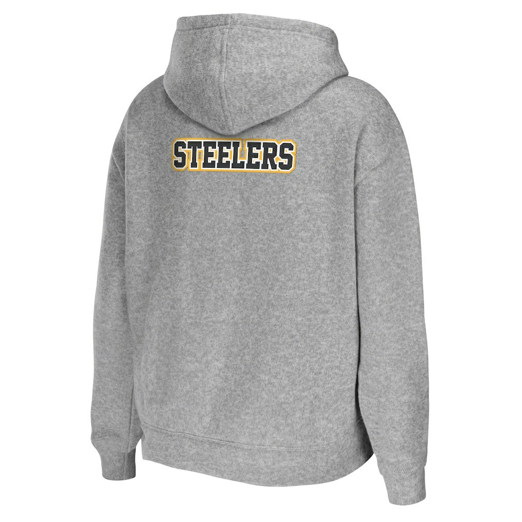 Pittsburgh Steelers WEAR by Erin Andrews Women's Team Full-Zip Hoodie Heathered Gray | NFL