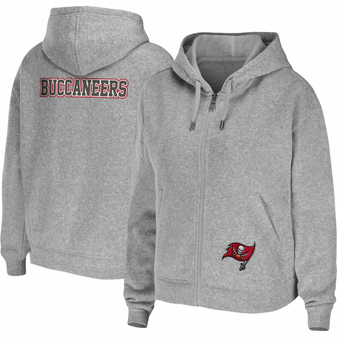 Tampa Bay Buccaneers WEAR by Erin Andrews Women's Team Full-Zip Hoodie Heathered Gray | NFL