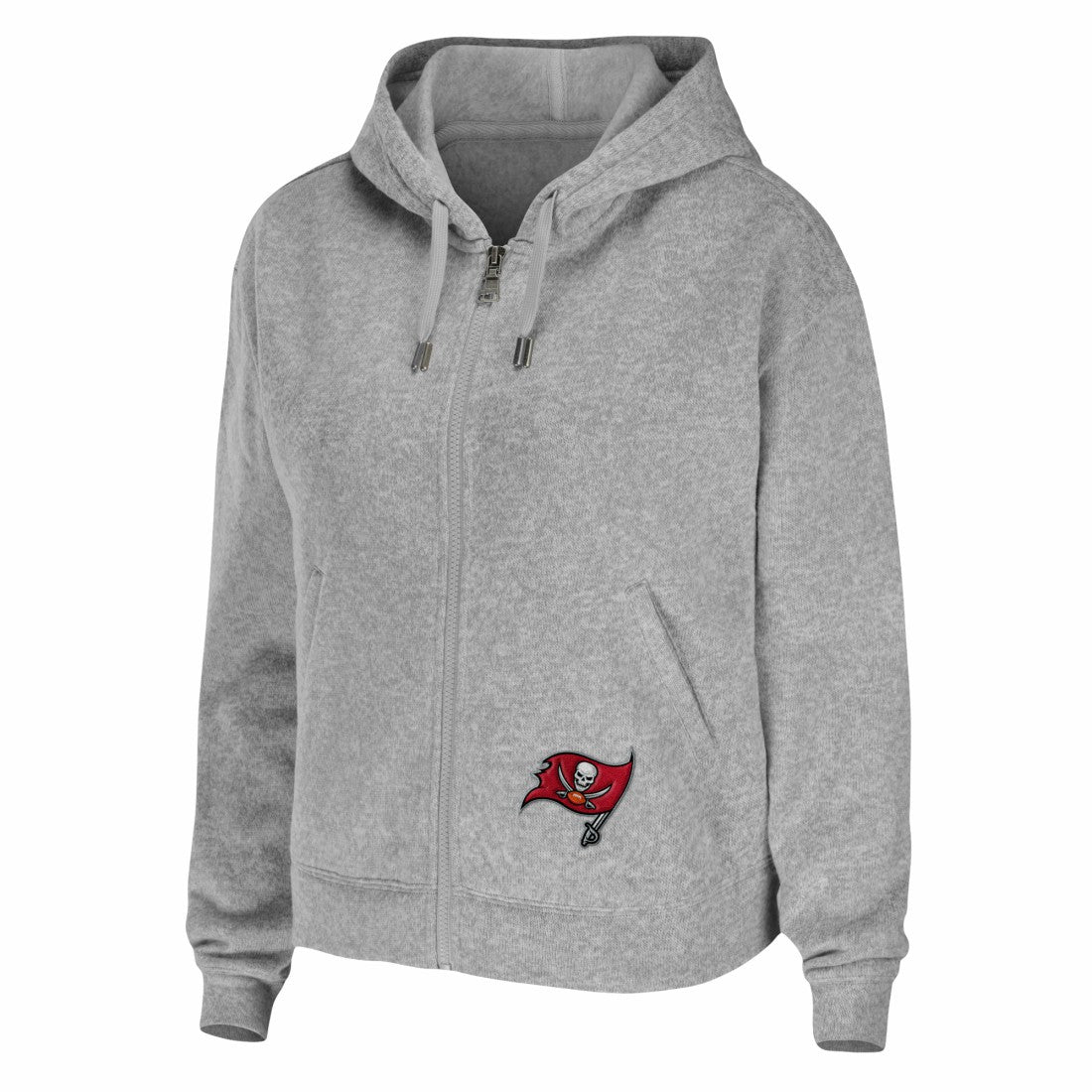 Tampa Bay Buccaneers WEAR by Erin Andrews Women's Team Full-Zip Hoodie Heathered Gray | NFL