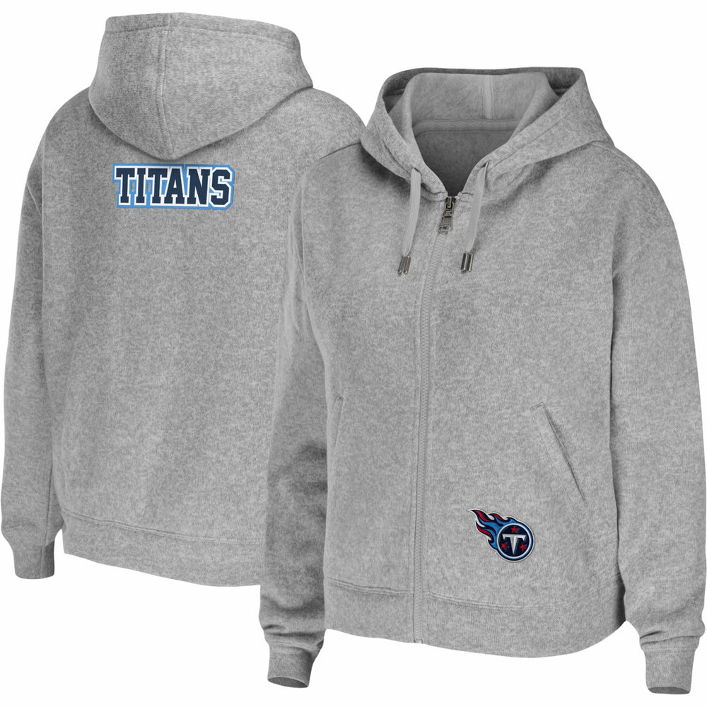 Tennessee Titans WEAR by Erin Andrews Women's Team Full-Zip Hoodie Heathered Gray | NFL