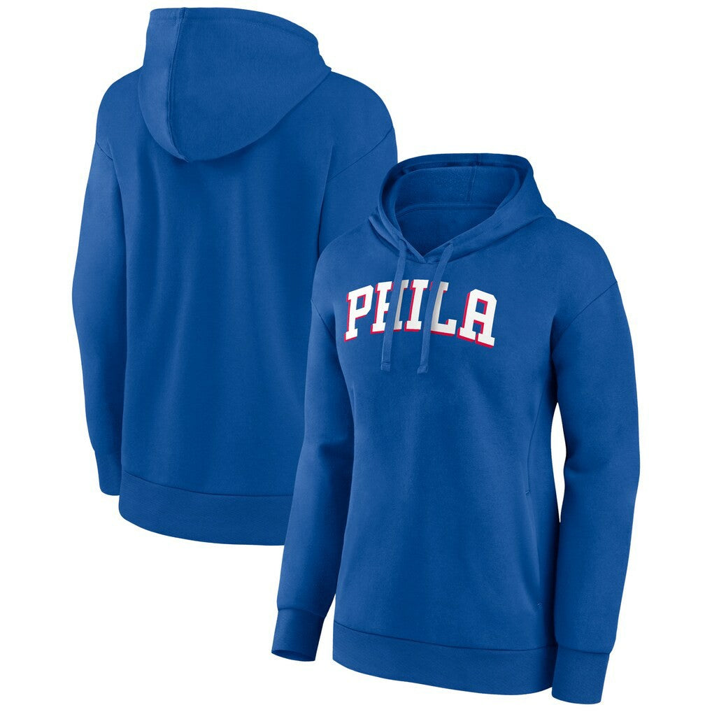 Philadelphia 76ers Women's Wordmark Alt Pullover Hoodie Royal - NBA