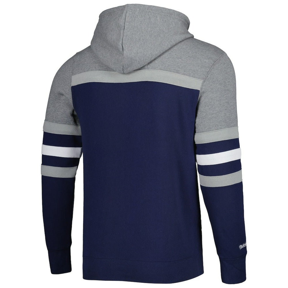 Dallas Cowboys Head Coach Pullover Hoodie Navy/Heathered Gray | Mitchell & Ness
