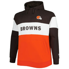 Cleveland Browns New Era Big & Tall Current Colorblock Raglan Fleece Pullover Hoodie Orange/Brown | NFL