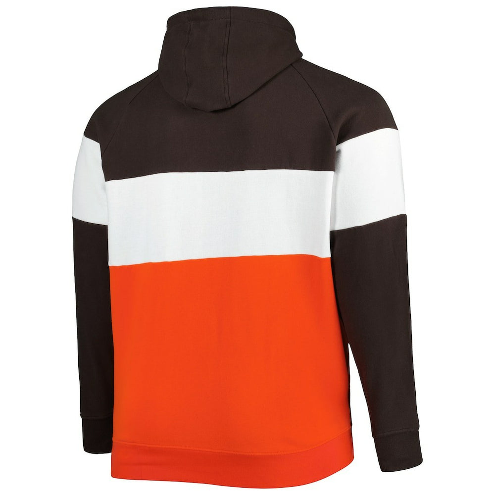 Cleveland Browns New Era Big & Tall Current Colorblock Raglan Fleece Pullover Hoodie Orange/Brown | NFL