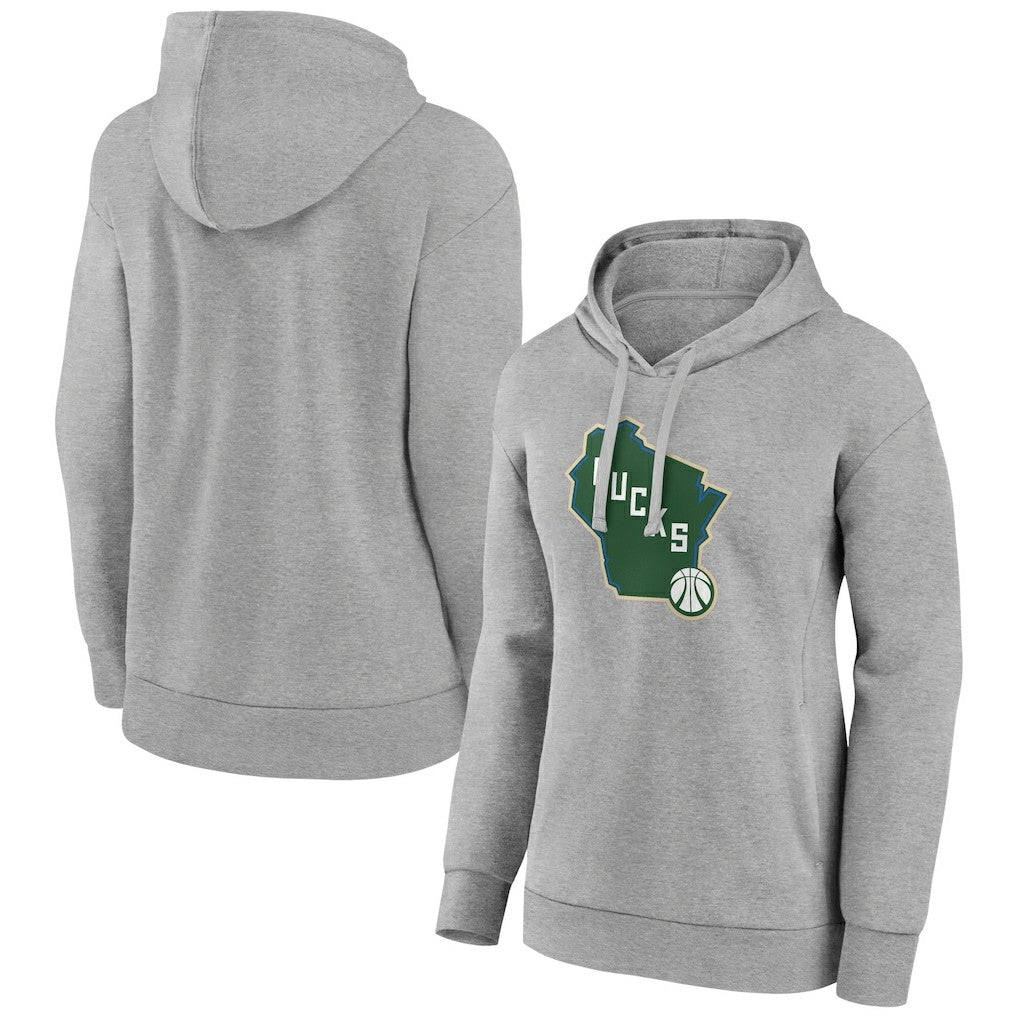 Milwaukee Bucks Women's Alternate Logo Pullover Hoodie Gray - NBA