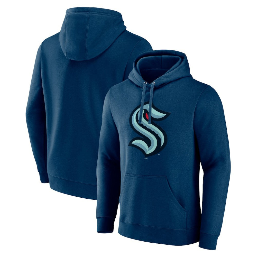 Seattle Kraken Fanatics Primary Logo Pullover Hoodie - Deep Sea Blue - NHL
