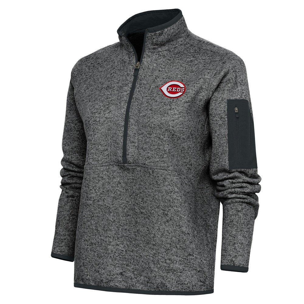 Cincinnati Reds Antigua Women's Logo Fortune Quarter-Zip Pullover Jacket - MLB