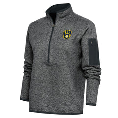 Milwaukee Brewers Antigua Women's Logo Fortune Quarter-Zip Pullover Jacket - MLB