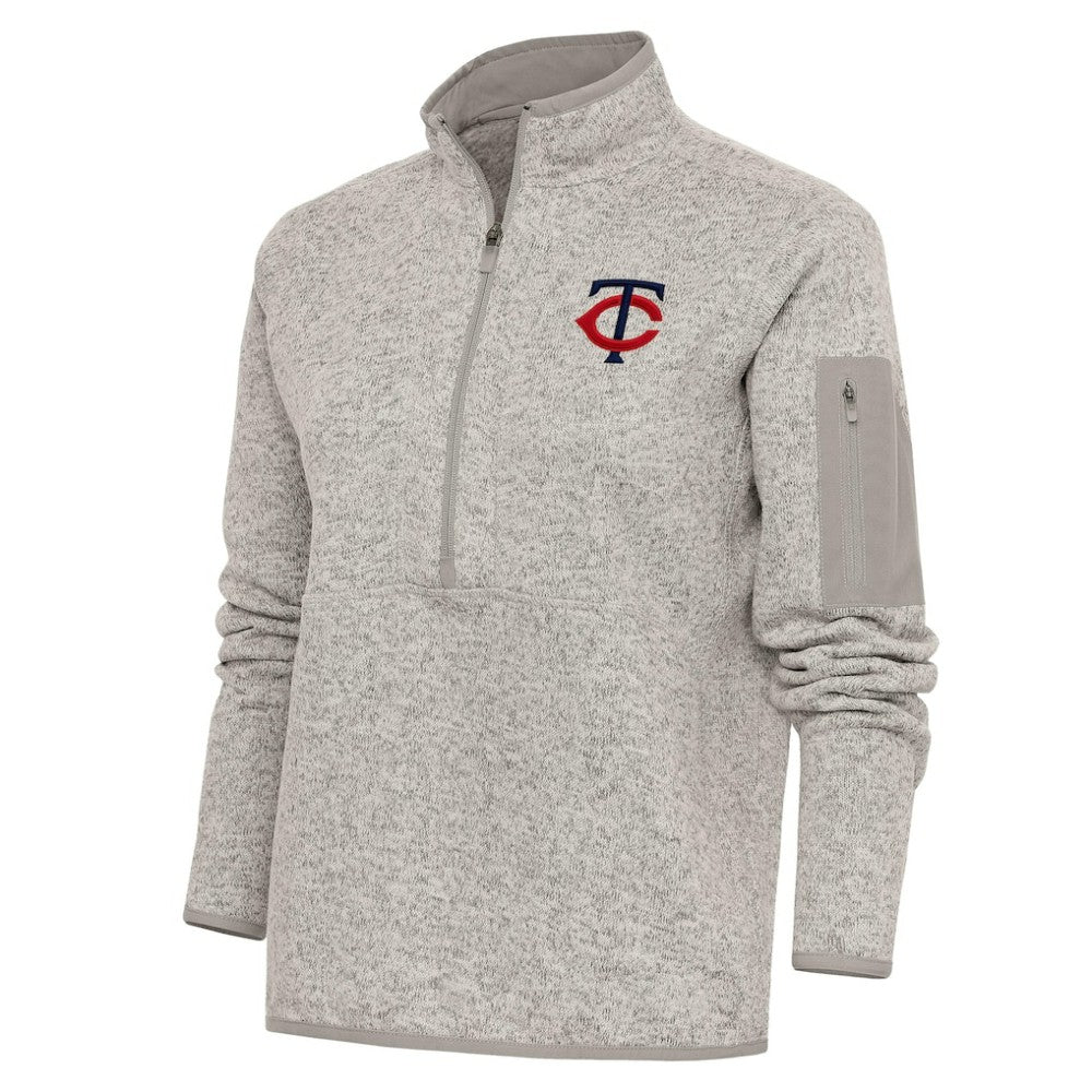 Minnesota Twins Antigua Women's Logo Fortune Quarter-Zip Pullover Jacket - MLB