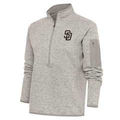 San Diego Padres Antigua Women's Logo Fortune Quarter-Zip Pullover Jacket - MLB