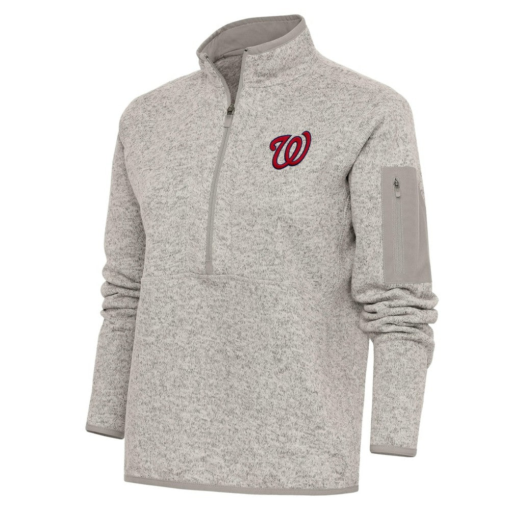 Washington Nationals Antigua Women's Logo Fortune Quarter-Zip Pullover Jacket - MLB