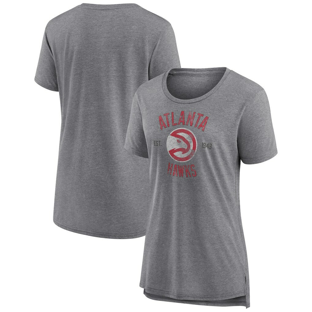 Atlanta Hawks Women's Heritage Tri-Blend T-Shirt Heather Gray - NBA