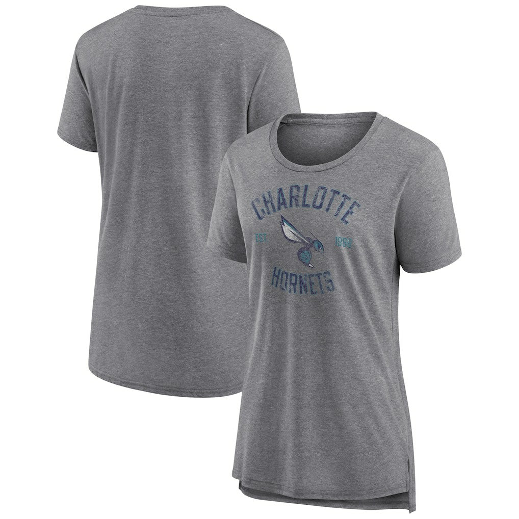 Charlotte Hornets Women's Heritage Tri-Blend T-Shirt Heather Gray - NBA
