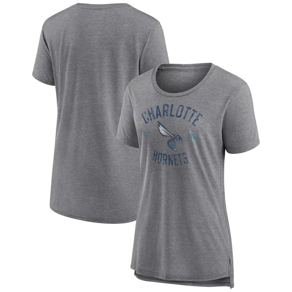 Charlotte Hornets Women's Heritage Tri-Blend T-Shirt Heather Gray - NBA