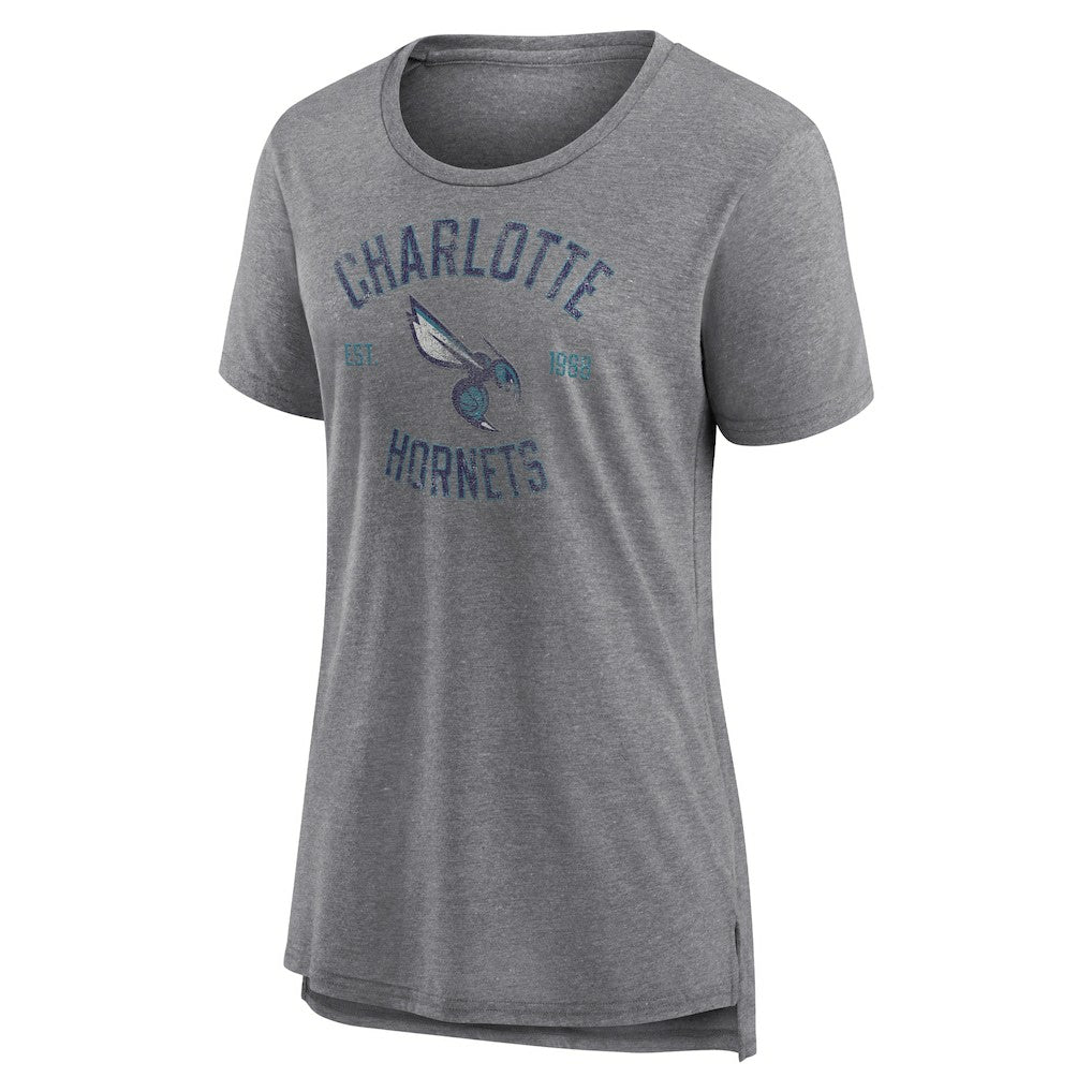 Charlotte Hornets Women's Heritage Tri-Blend T-Shirt Heather Gray - NBA