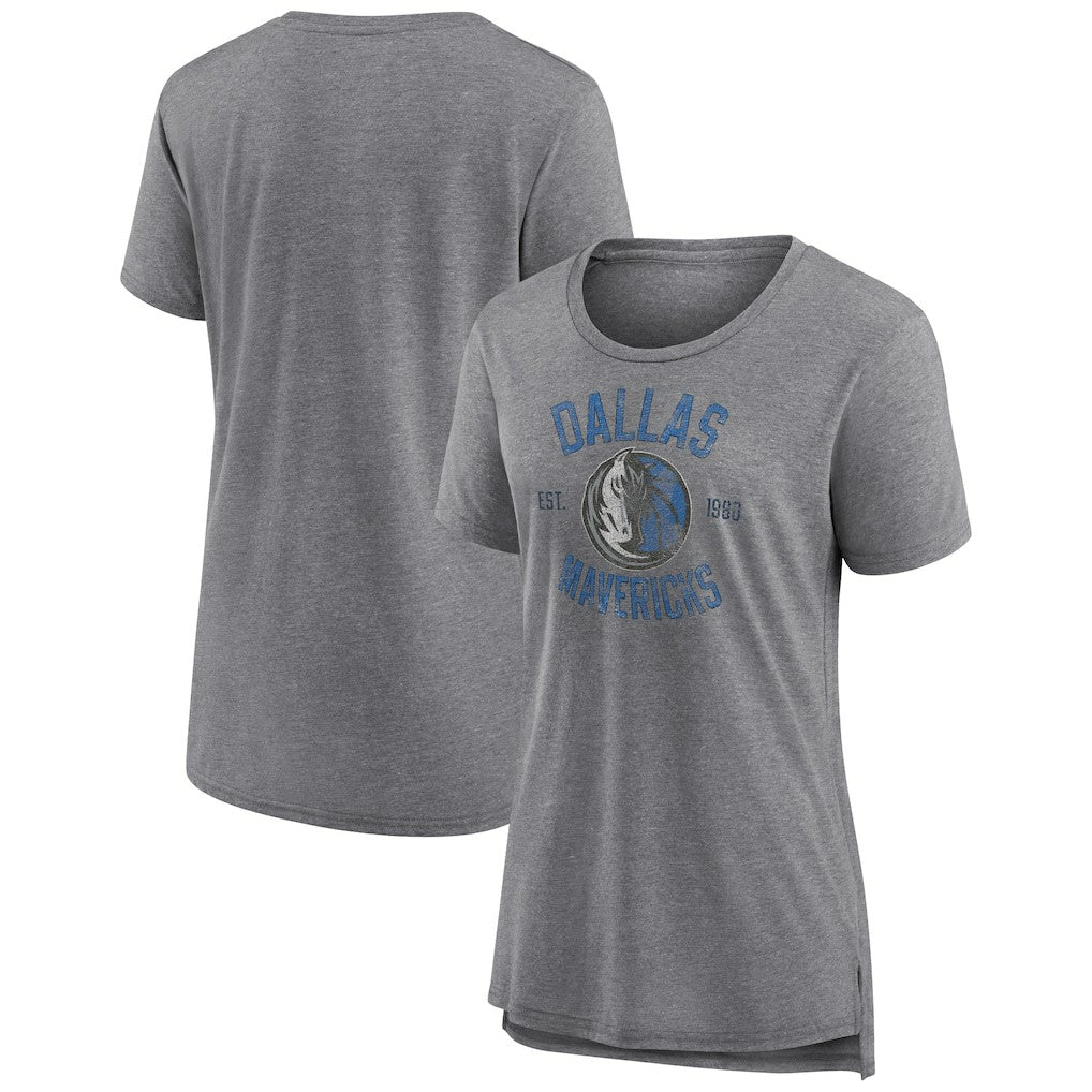 Dallas Mavericks Women's Heritage Tri-Blend T-Shirt Heather Gray - NBA