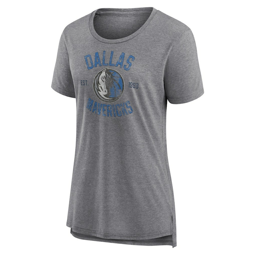 Dallas Mavericks Women's Heritage Tri-Blend T-Shirt Heather Gray - NBA