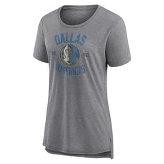 Dallas Mavericks Women's Heritage Tri-Blend T-Shirt Heather Gray - NBA