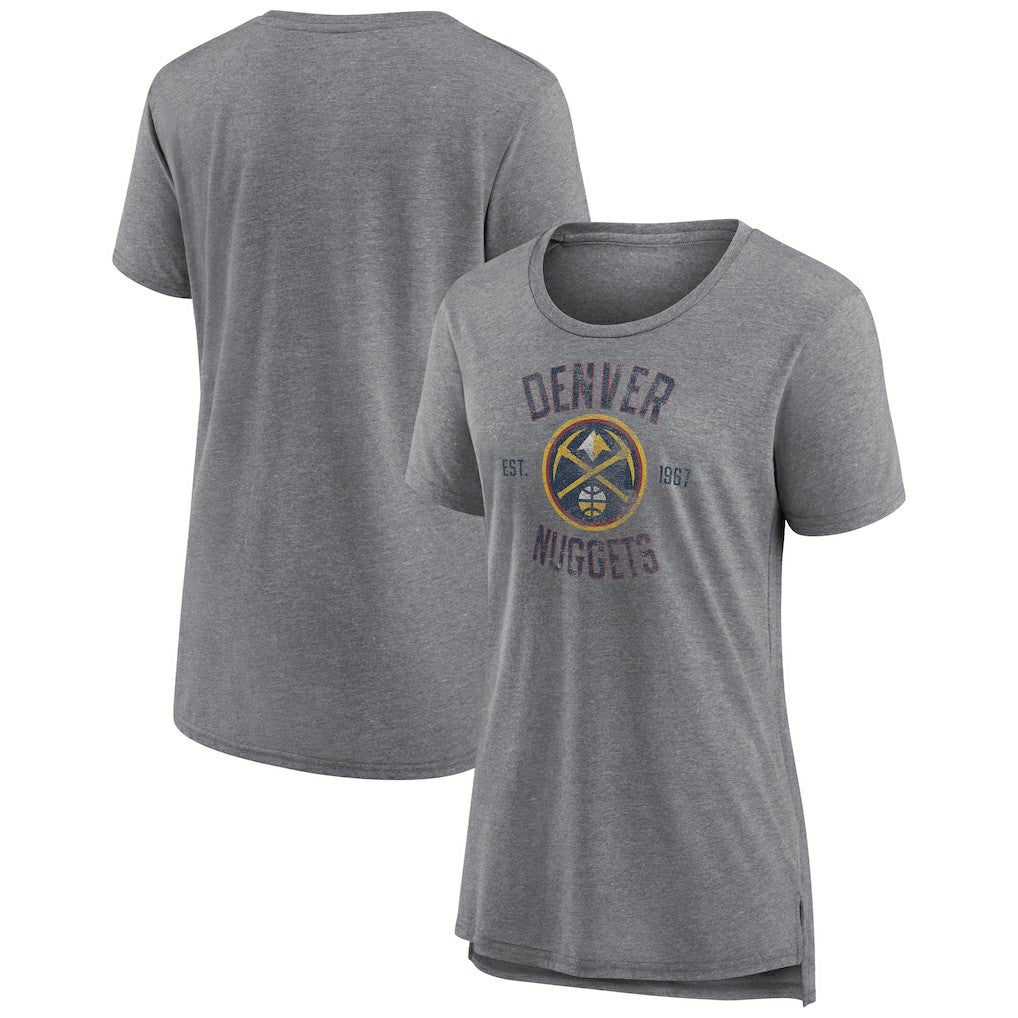 Denver Nuggets Women's Heritage Tri-Blend T-Shirt Heather Gray - NBA