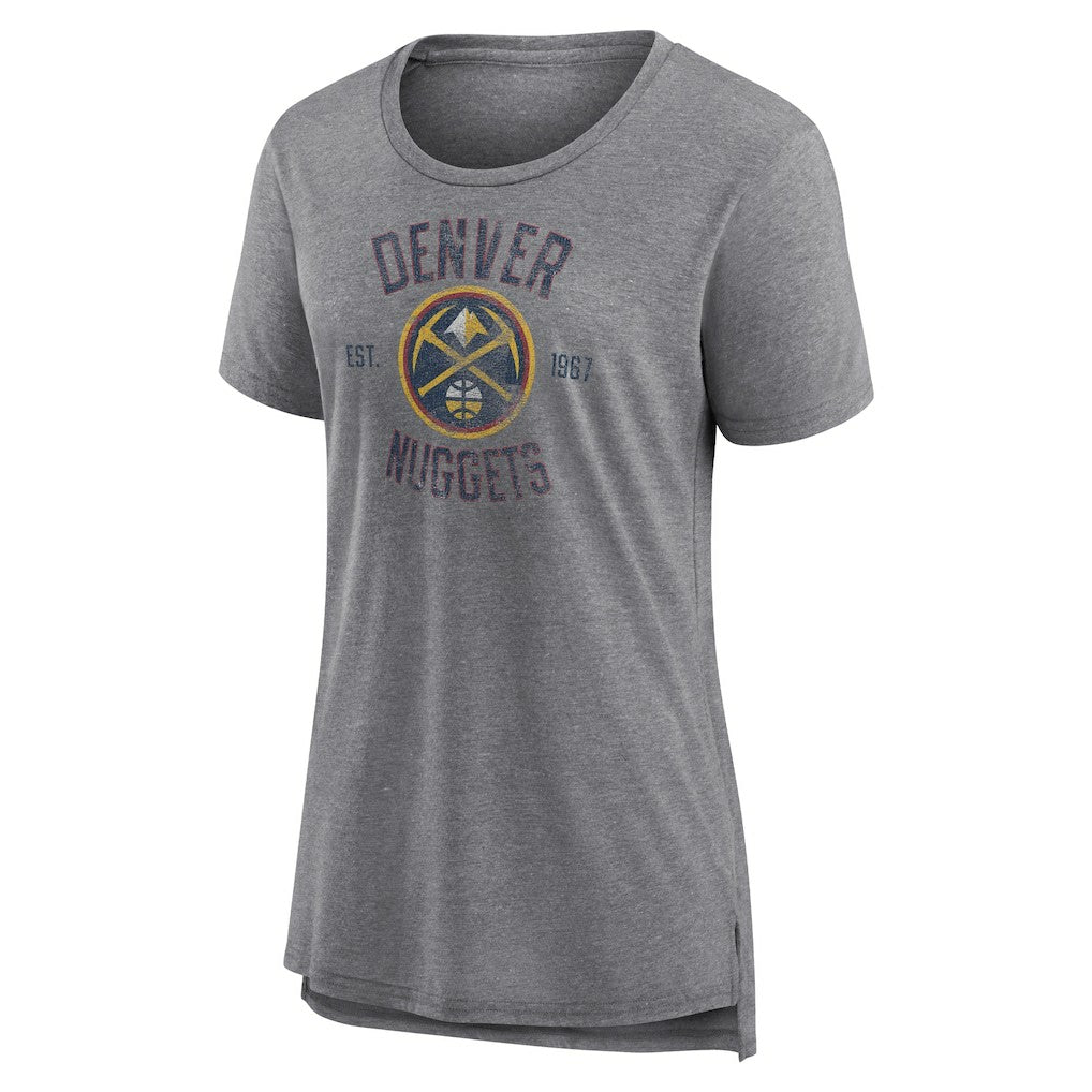 Denver Nuggets Women's Heritage Tri-Blend T-Shirt Heather Gray - NBA