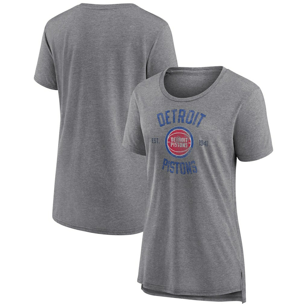 Detroit Pistons Women's Heritage Tri-Blend T-Shirt Heather Gray - NBA