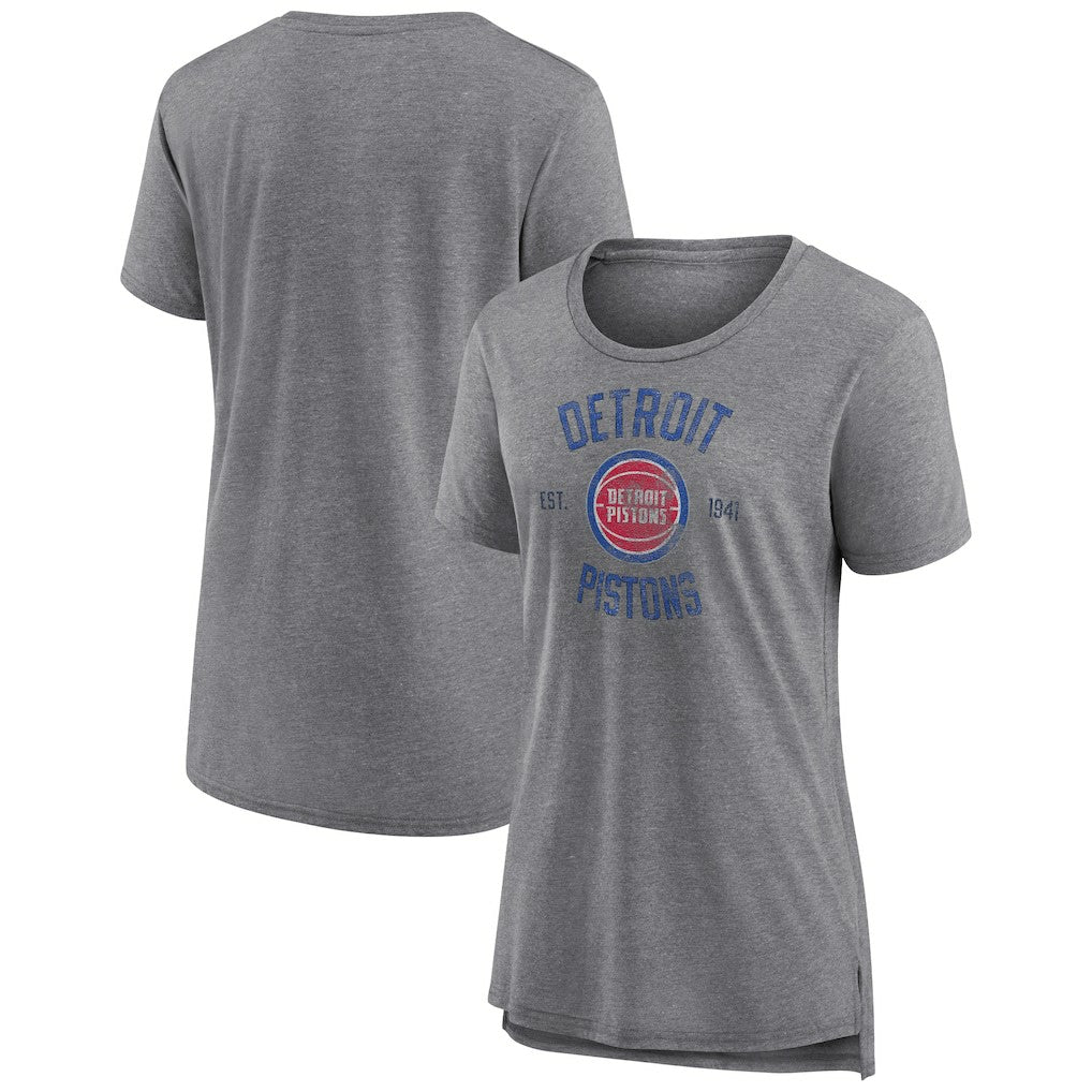 Detroit Pistons Women's Heritage Tri-Blend T-Shirt Heather Gray - NBA