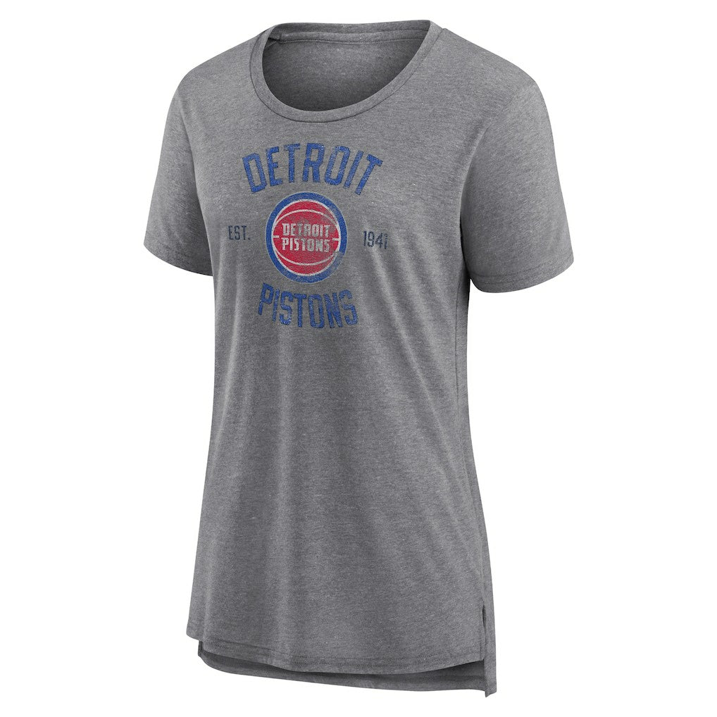 Detroit Pistons Women's Heritage Tri-Blend T-Shirt Heather Gray - NBA