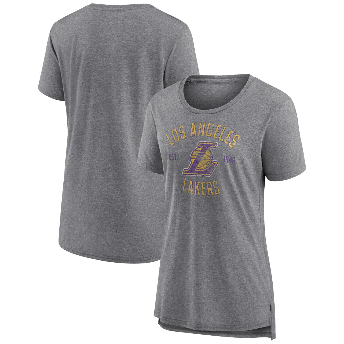 Los Angeles Lakers Women's Heritage Tri-Blend T-Shirt Heather Gray - NBA