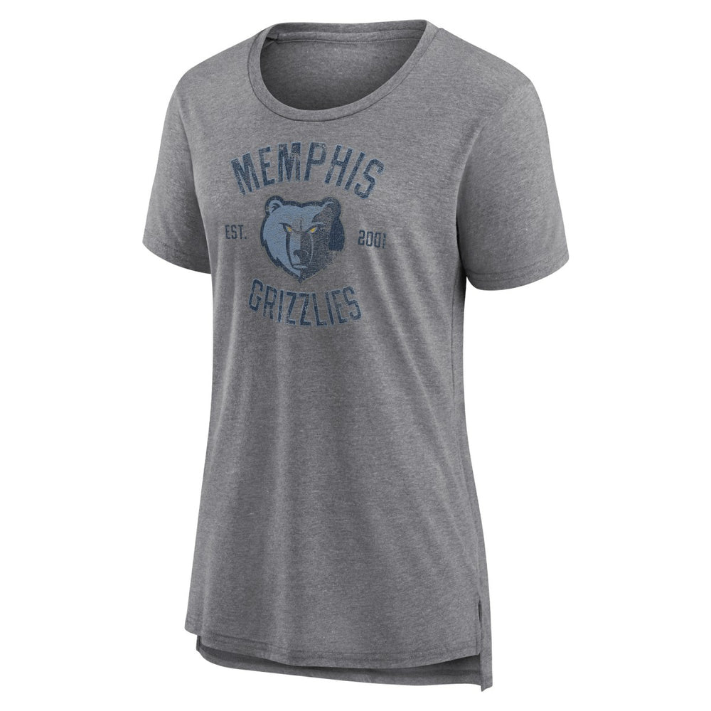 Memphis Grizzlies Women's Heritage Tri-Blend T-Shirt Heather Gray - NBA