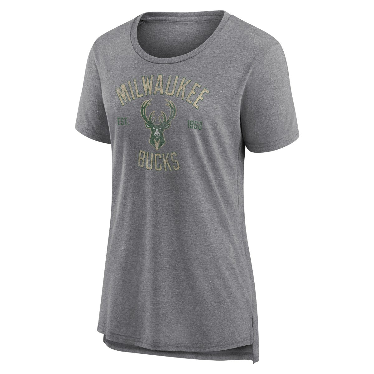 Milwaukee Bucks Women's Heritage Tri-Blend T-Shirt Heather Gray - NBA