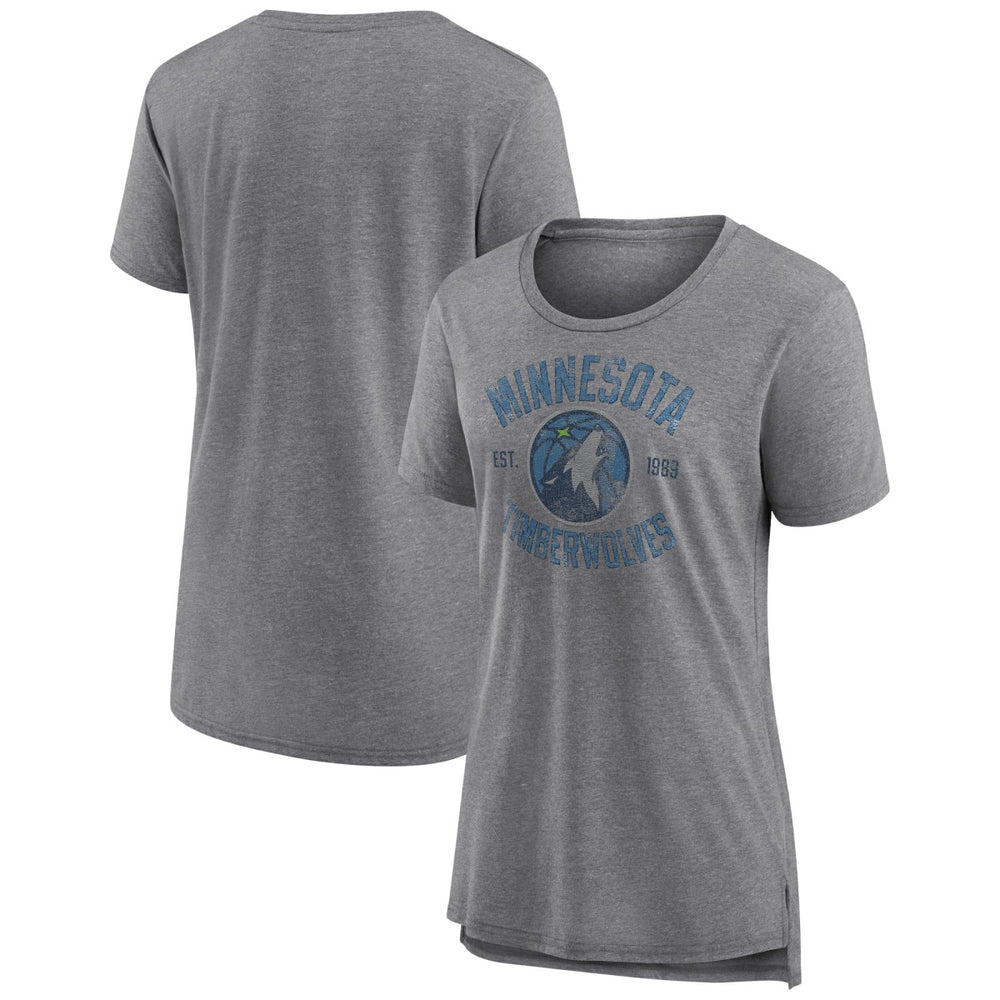 Minnesota Timberwolves Women's Heritage Tri-Blend T-Shirt Heather Gray - NBA