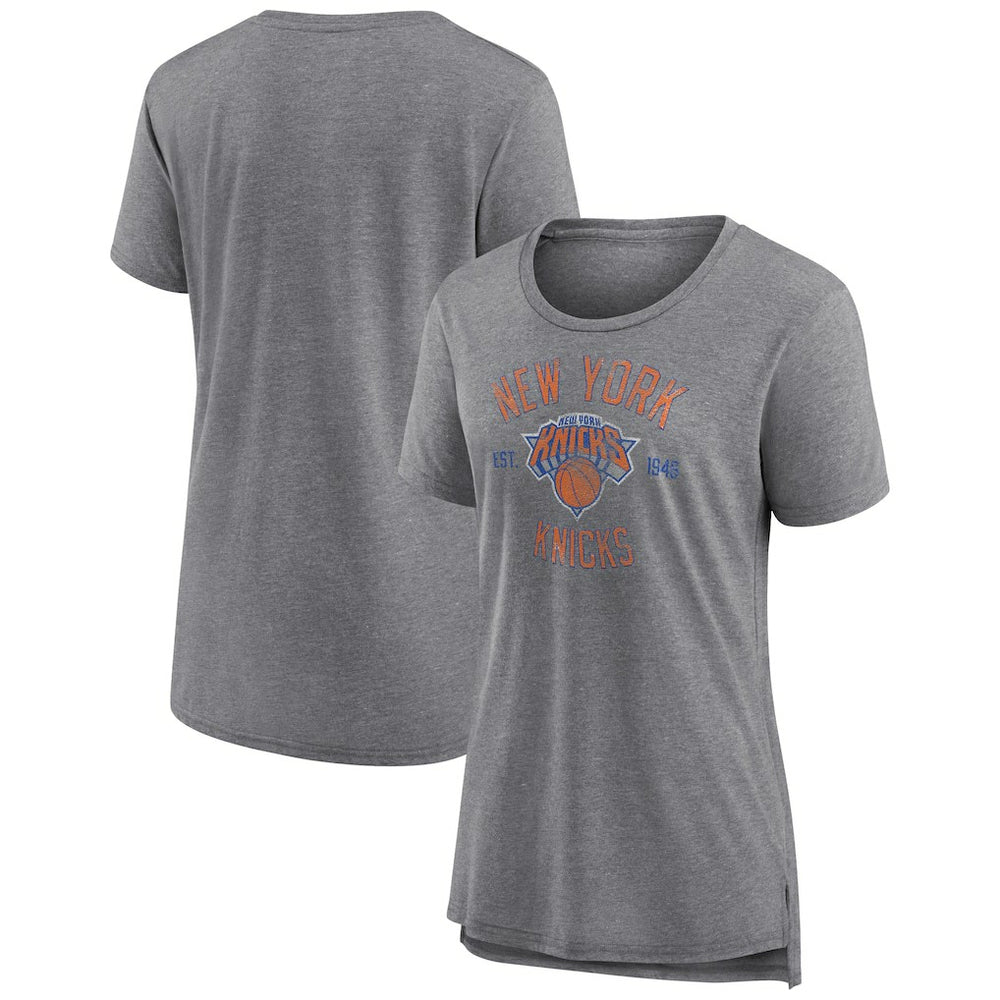New York Knicks Women's Heritage Tri-Blend T-Shirt Heather Gray - NBA