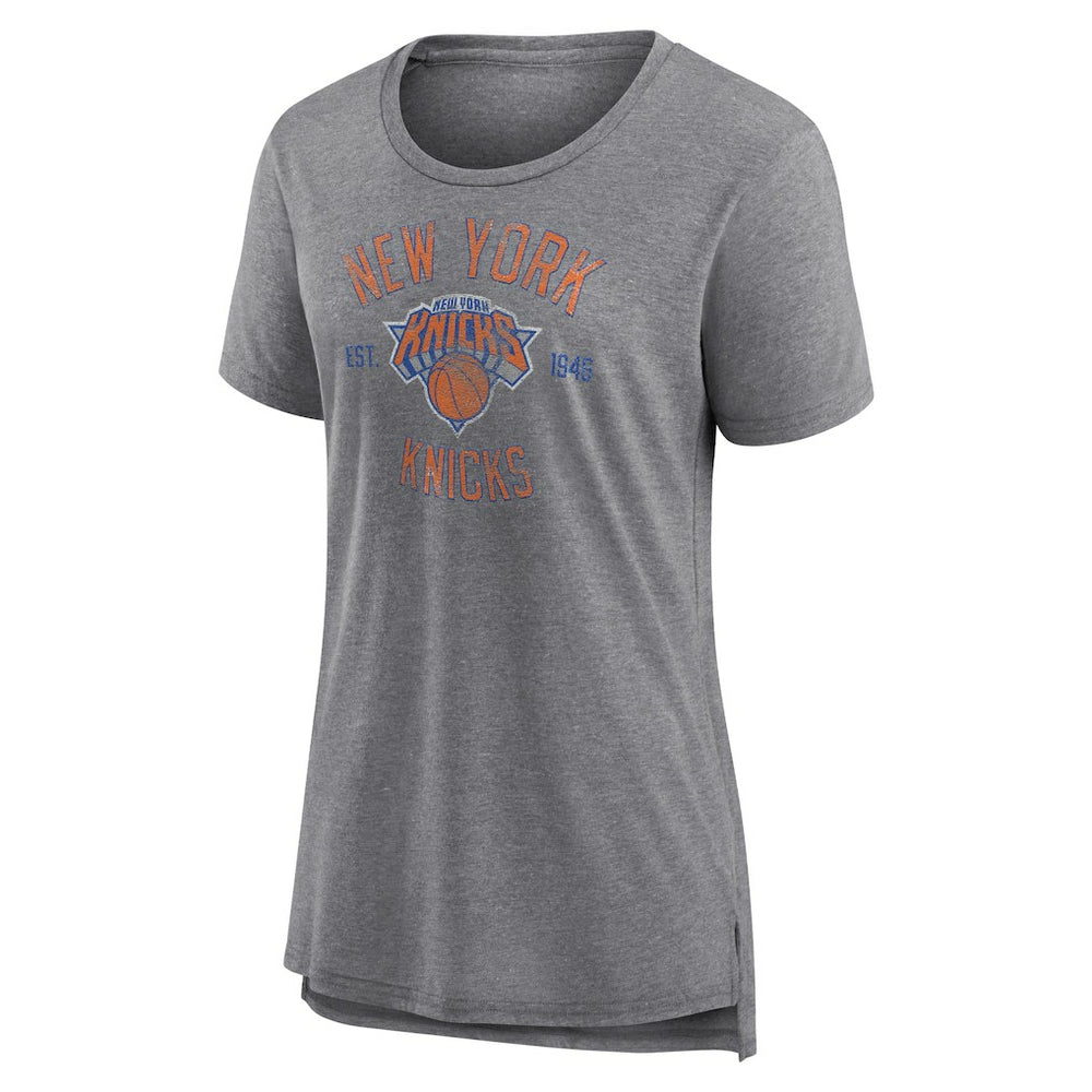 New York Knicks Women's Heritage Tri-Blend T-Shirt Heather Gray - NBA