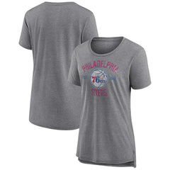 Philadelphia 76ers Women's Heritage Tri-Blend T-Shirt Heather Gray - NBA