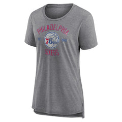 Philadelphia 76ers Women's Heritage Tri-Blend T-Shirt Heather Gray - NBA