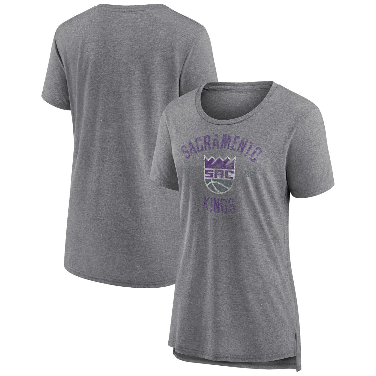 Sacramento Kings Women's Heritage Tri-Blend T-Shirt Heather Gray - NBA