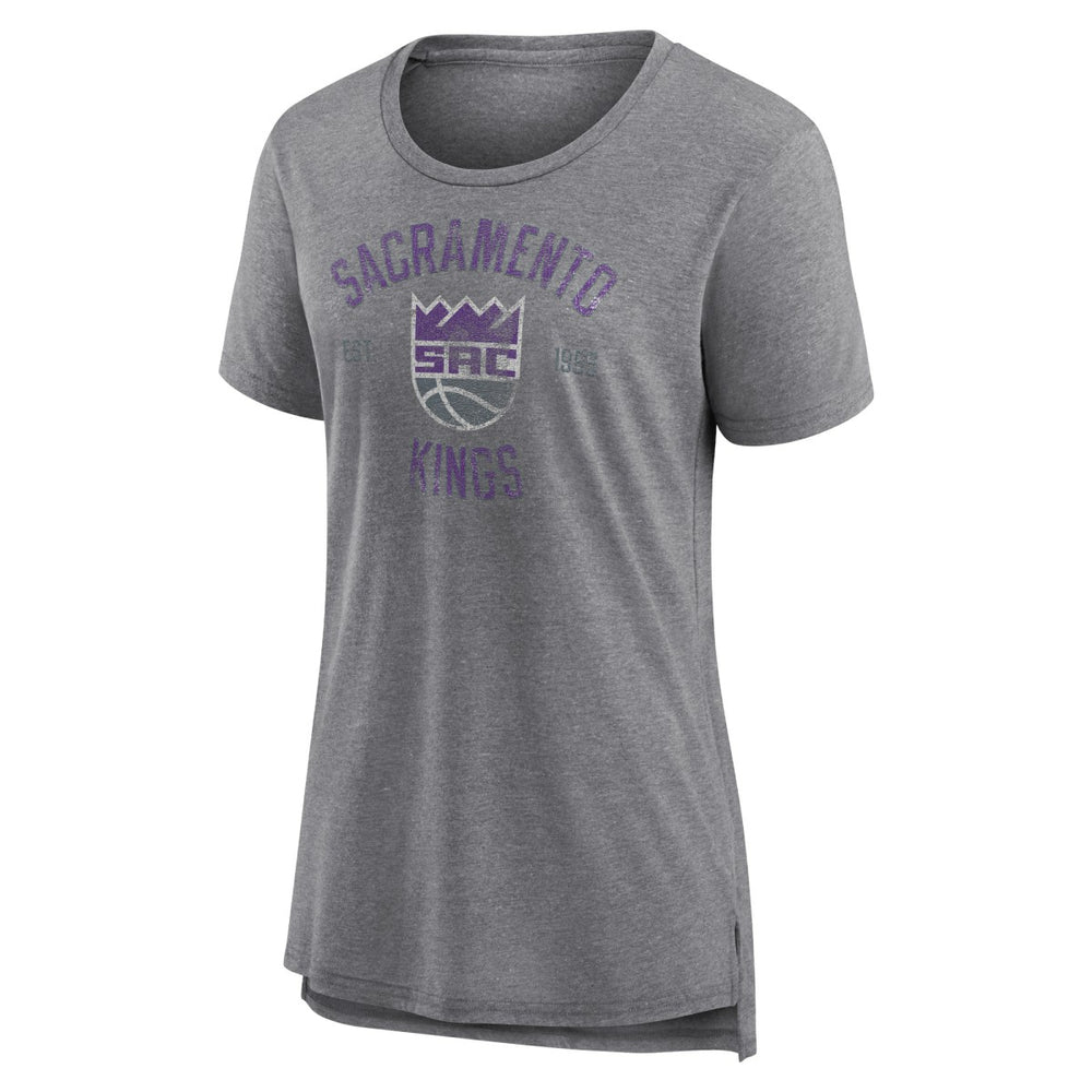 Sacramento Kings Women's Heritage Tri-Blend T-Shirt Heather Gray - NBA