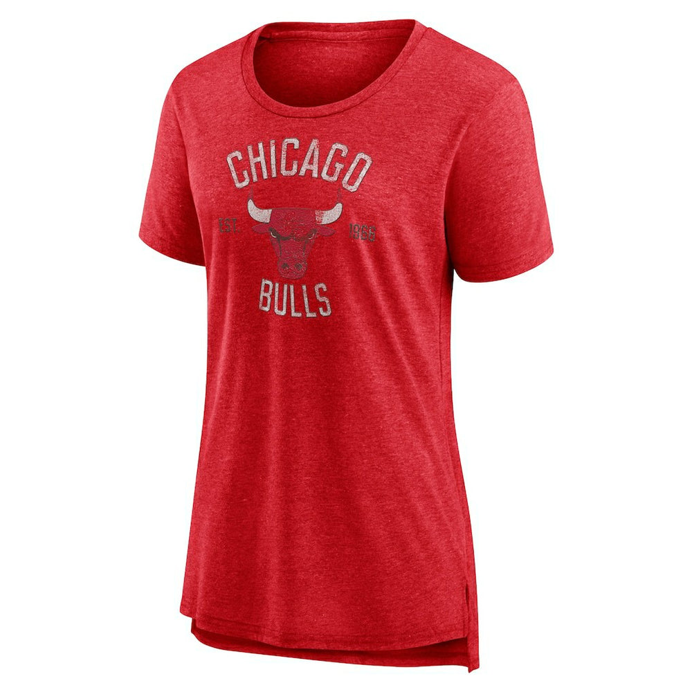 Chicago Bulls Women's Heritage Tri-Blend T-Shirt Heather Red - NBA
