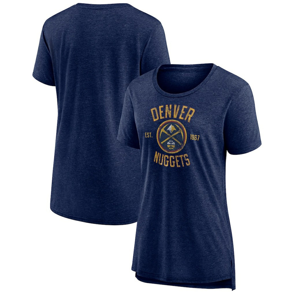 Denver Nuggets Women's Heritage Tri-Blend T-Shirt Heather Navy - NBA