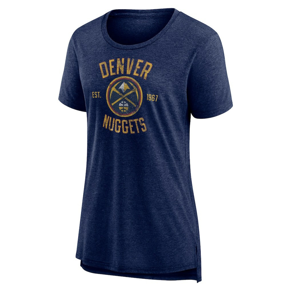 Denver Nuggets Women's Heritage Tri-Blend T-Shirt Heather Navy - NBA